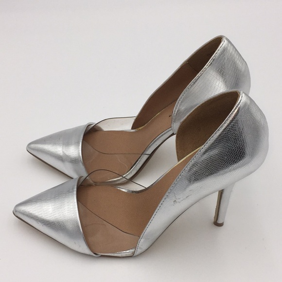 Justfab Teyla Ladies Silver High Heels Pumps Size 6.5 - Picture 2 of 12